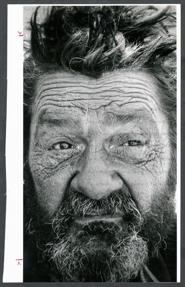 Carol Guzy, “The Weight of Years: A Face from Homeless America” Miami, Florida", 1982