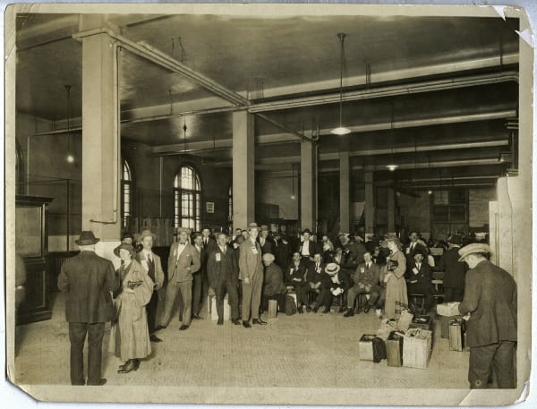 One Step from Freedom: Awaiting the Final Ferry to Manhattan, c.1910s, c.1910s