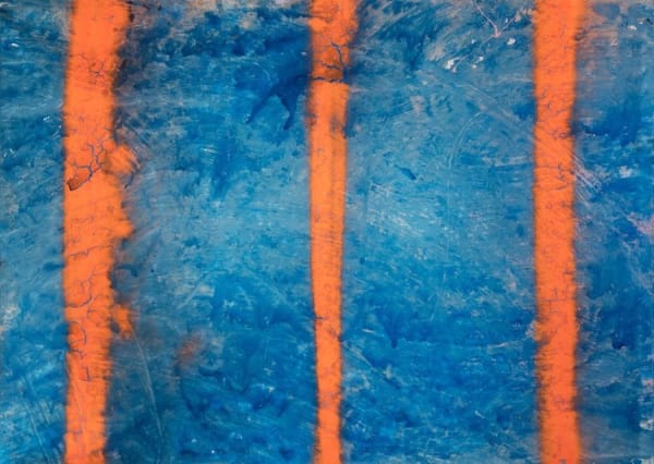 Paul Fentress, 3 uneven orange lines, 2025