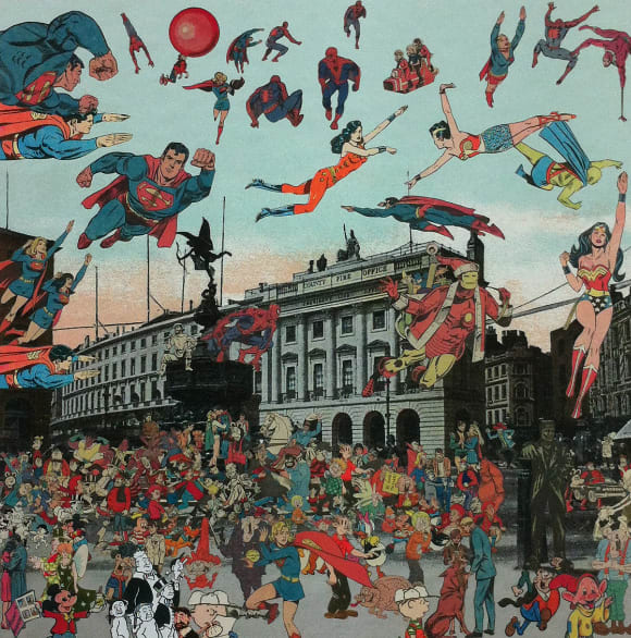 Peter Blake, London- Piccadilly Circus- The Convention of Comic Book Characters, 2012