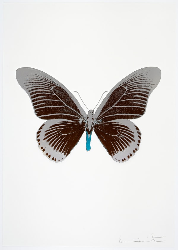 Damien Hirst The Souls IV - Chocolate/Silver Gloss/Topaz Damien Hirst butterfly foil print for sale Damien Hirst print for sale , 2010 3 colour foil block on 300gsm Arches 88 archival paper. Signed and numbered. Published by Paul Stolper and Other Criteria 72 x 51cm OC8018 / 1418-41 Edition of 15