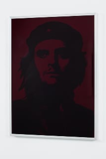 Gavin Turk Red Che, 2009 screen print on glass, vinyl ink and mirror ink on glass in aluminium frame 60 x 45 cm 23.6 x 17.7 in ed.AP 1/2