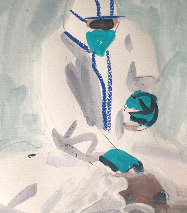 Susie Hamilton Covid Ward 14, 2020 acrylic pencil and pastel on paper 32 x 24cm signed titled dated