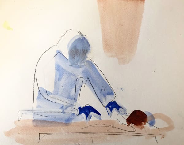 Susie Hamilton Blue Doctor, 2020 acrylic and pencil on paper 24 x 32cm signed titled dated
