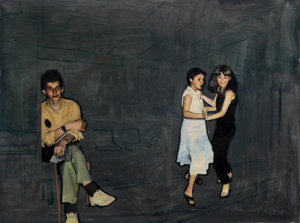 Andrew Hollis Interior with Dancers and Seated Figure, 2011 Oil and acrylic on linen. Signed and dated by the artist en verso. 90 x 120 cm 35.4 x 47.2 in