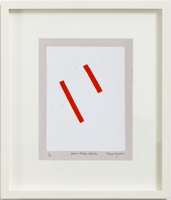 Keith Coventry Allom Barlow Estate, 2016 Linocut on paper 24 x 18.5 cm Edition of 20 Signed, numbered, titled and dated