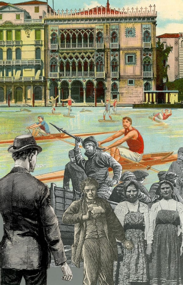 Peter Blake Venice- Single Sculls, 2013 Inkjet and glaze on canvas Signed and numbered by the artist 130 x 83 cm Edition of 10