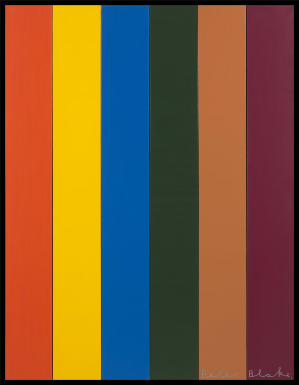 Peter Blake Six Colours, 2019 Paint on wood Signed 124.5 x 96.3 cm
