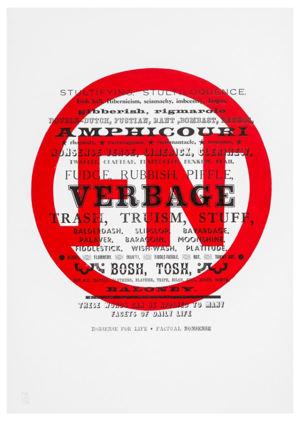 Darren Coffield and Graham Bignell FN Verbage, 2013 Letterpress print on Zerkall 145gsm. Edition of 30. Numbered by Darren Coffield with FN logo blind stamp lower right corner. 42 x 59cm Edition of 30