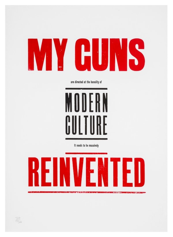 Darren Coffield and Graham Bignell FN My Guns, 2013 Letterpress print on Zerkall 145gsm. Edition of 30. Numbered by Darren Coffield with FN logo blind stamp lower right corner. 42 x 59cm Edition of 30