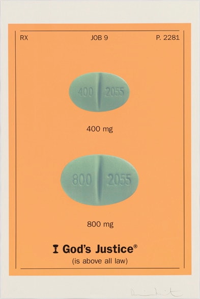 Damien Hirst V Simon Helps Jesus Gods Justice (is above all law), 2005 Silkscreen on Somerset satin 410gsm 100 x 66.7cm Edition of 80 Signed and numbered. Published by Paul Stolper and Other Criteria.