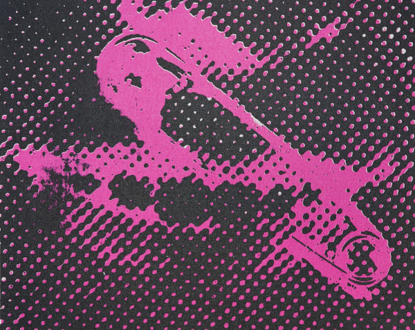 Jamie Reid, Pinned Queen (20. Pink and black on white, negative), 2013