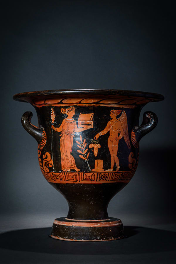 Tarpolay Painter, Apulian Hydria with Funerary Scene at an Iconic Grave Monument, Circa 370 - 350