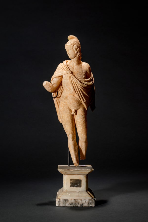 Roman Alabaster Figurine of Attis with Chlamis Height: 39cm (including stand), (31cm without the stand)Width: 13cm (at the widest point)