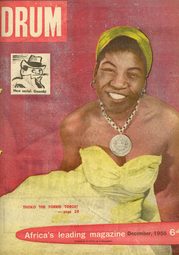 Drum Archive, Drum Magazine Cover, December 1956 (Thoko the Torrid Torch!), printed 2025