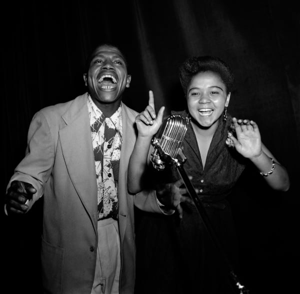 Bob Gosani, Isaac Peterson and Louisa Emmanuel performing, 1955, printed 2025