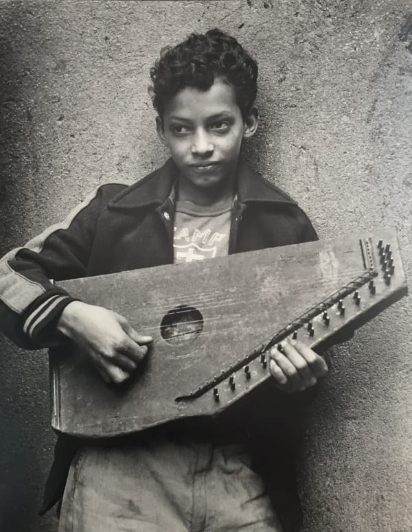 Walter Rosenblum, Boy with Zither, 105th Street, New York, 1952