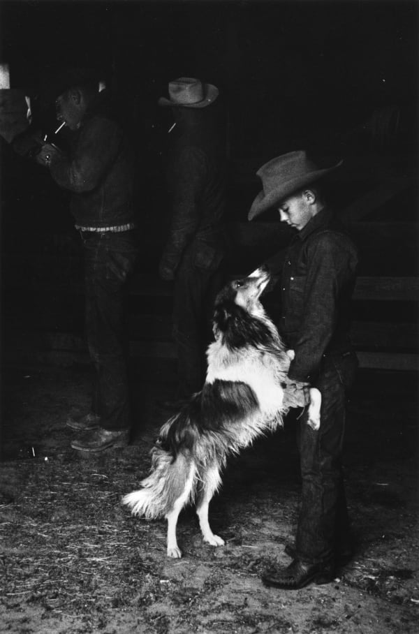 Elliott Erwitt, Douglas, Wyoming. 1954. 'Boy in cowboy hat & collie' , 1954