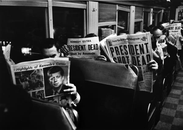 Carl Mydans (American, 1907-2004), On the 6:25 from Grand Central to Stamford, November 22, 1963 (Printed 1987)