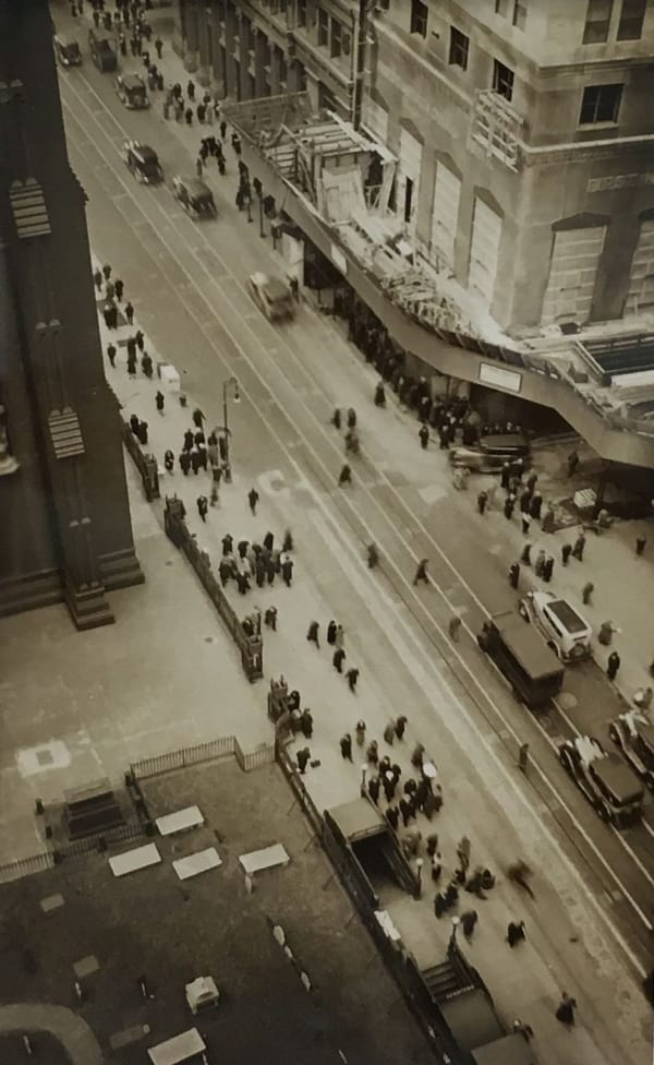 Fred Zinnemann Aerial View of Street, 1931 Vintage gelatin silver print 4 1/8 x 2 3/8 inches