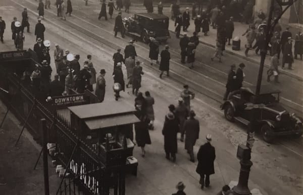 Fred Zinnemann Untitled [subway entrance/exit], c. 1932 Vintage gelatin silver print 2 x 2 7/8 inches
