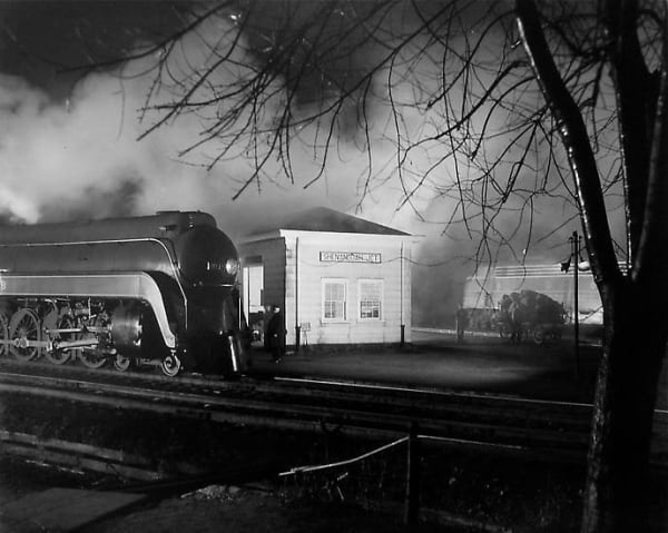 O. Winston Link, Meeting of N&W #2 and B&O #7, (Steam meets Diesel.), 1957