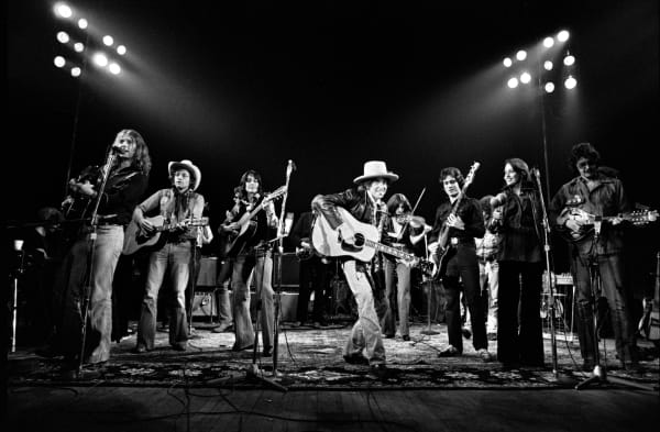 Ken Regan, Bob Dylan Rolling Thunder Revue stage, Waterbury CT, 1975