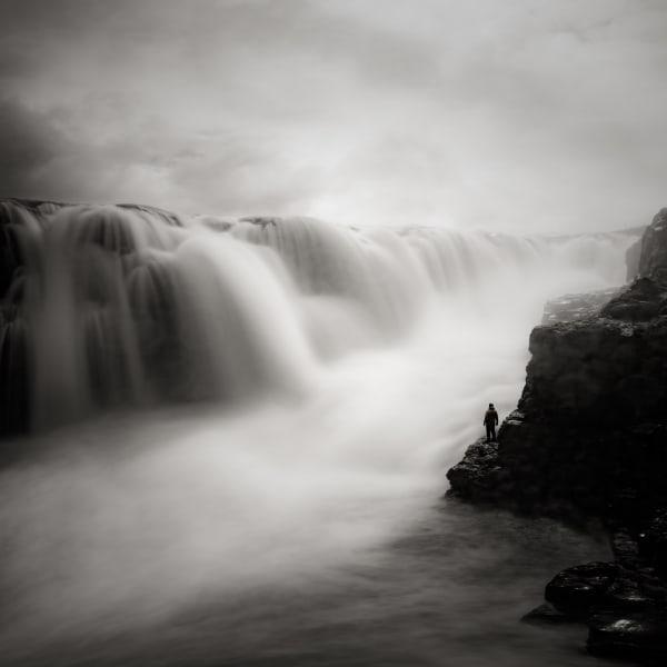 Jeffrey Conley, Figure and Waterfall, Iceland, 2018 (Printed 2019)