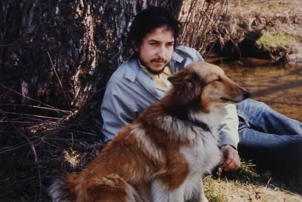 John Cohen, Bob Dylan (Lying Under Tree with Dog), 1970 (printed 2023)