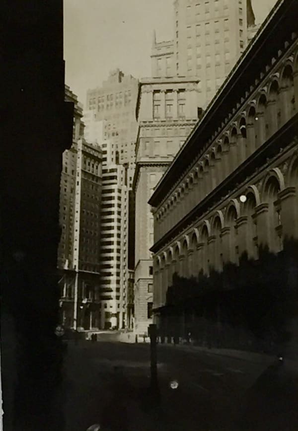 Fred Zinnemann Whitehall Street, November 31, 1932 Gelatin silver print 3 3/8 x 2 3/8 inches; Signed, titled & dated in pencil on verso