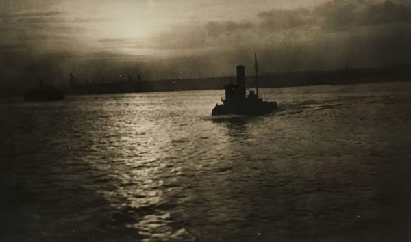 Fred Zinnemann Steamboat on Hudson River, New York, November 1931 Vintage gelatin silver print 2 1/2 x 4 1/8 inches