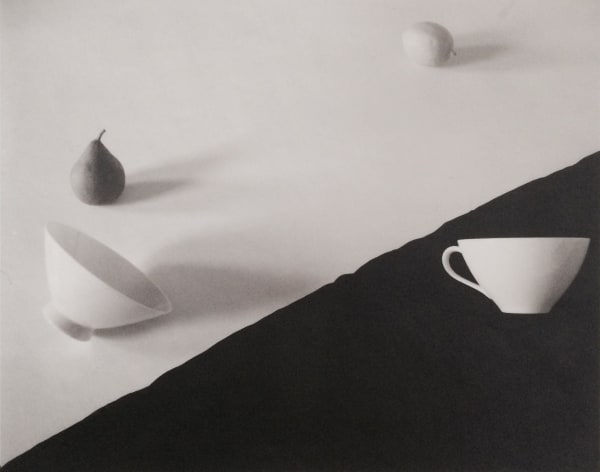 Jed Devine, Pear, Lemon, & Two Cups on Black & White Paper, circa 1970