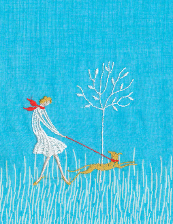 Tobias Kaspar, Women with dog in turquoise, 2022