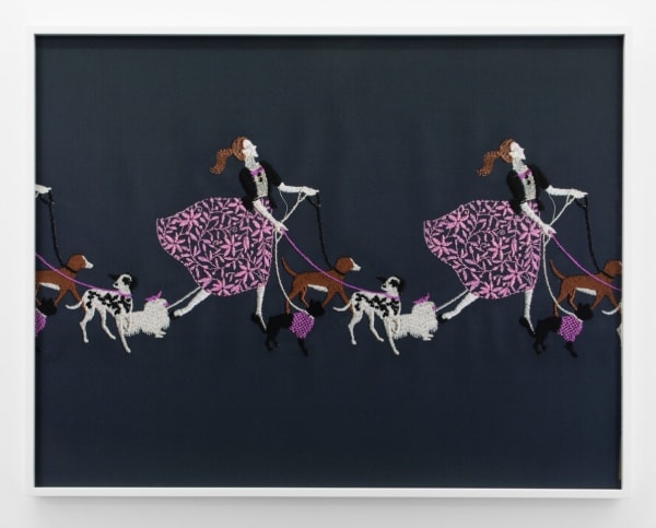 Tobias Kaspar, Dogwalker (pink skirt), 2019