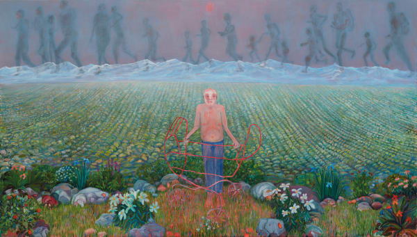 Andriu Deplazes, Körper hält Kinderwagen (Body holds baby stroller), 2024