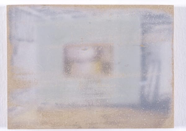 Melanie Smith, sanded painting for grey on white background X, 2008