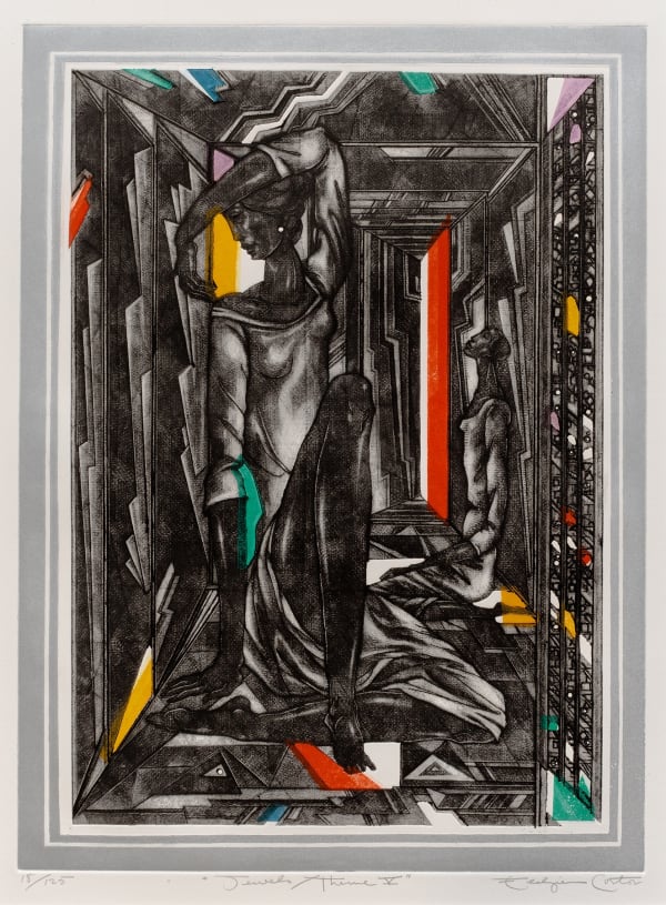 Eldzier Cortor Jewels Theme V., 1985 Color mezzotint with etching and aquatint on pape 23 x 16 1/4 in. 58.4 x 41.3 cm 18/125