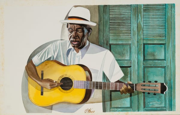 Columbus Knox Guitar Player II, c. 1980 Watercolor 17 x 27 in. 43.2 x 68.6 cm