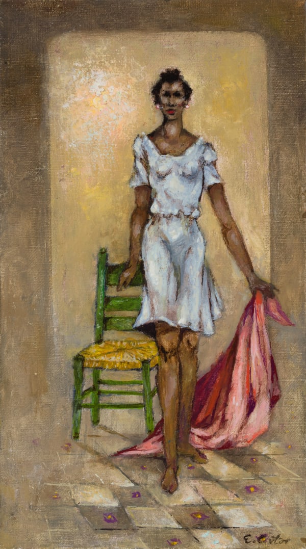 Eldzier Cortor, Lady With Green Chair, 2007