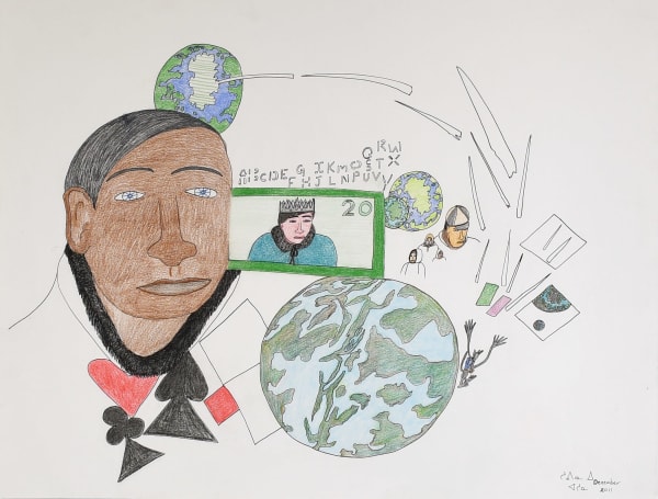 148-1676, 2012 Graphite, crayons de couleurs et encre / Graphite, coloured pencils and ink Shuvinai Ashoona 19 3/4 x 25 5/8 " 50 x 65 cm (non-encadrée/unframed)