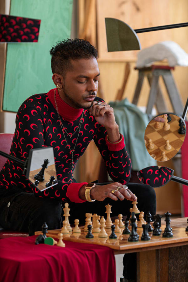 Adad Hannah, Studio Portraits (Man Playing Chess), 2021