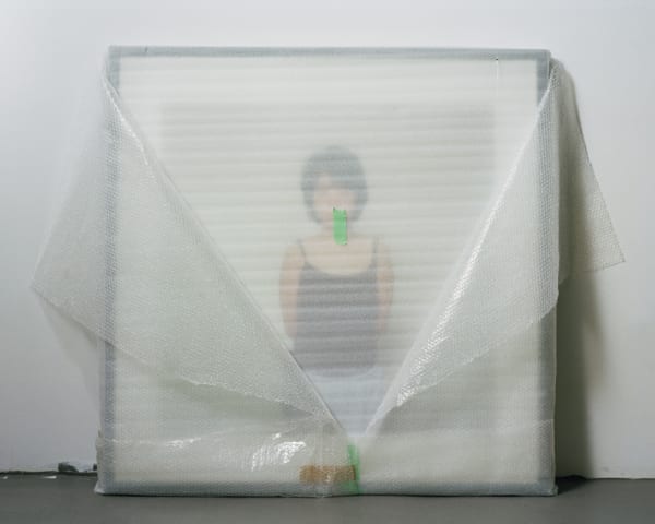 Chih-Chien Wang, Yushan framed with green tape, 2009