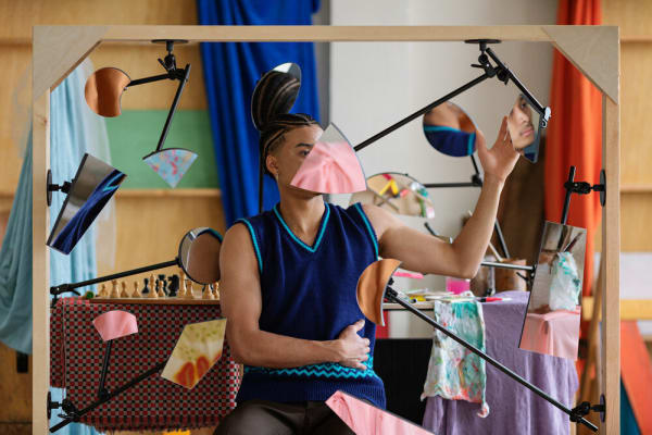 Adad Hannah, Studio Portraits (Young Man in Blue Sweater), 2021