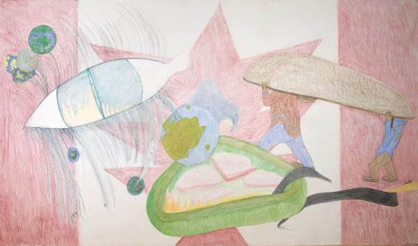 148-2419, 2022 Graphite, crayons de couleurs et encre / Graphite, coloured pencils, ink Shuvinai Ashoona 50 3/8 x 87 5/8 in 128 x 222.6 cm