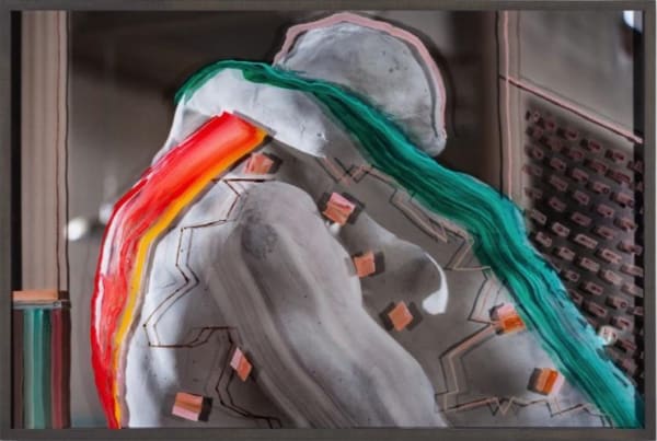 Adad Hannah, Untitled (The Kiss with red and green strokes), 2019