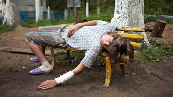 Adad Hannah, Teen Resting on a Bench, 2011