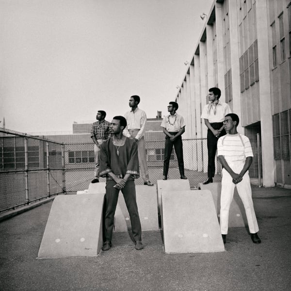 Kwame Brathwaite, Untitled (Men at photoshoot at a school in the 1960s), 1966, printed 2018