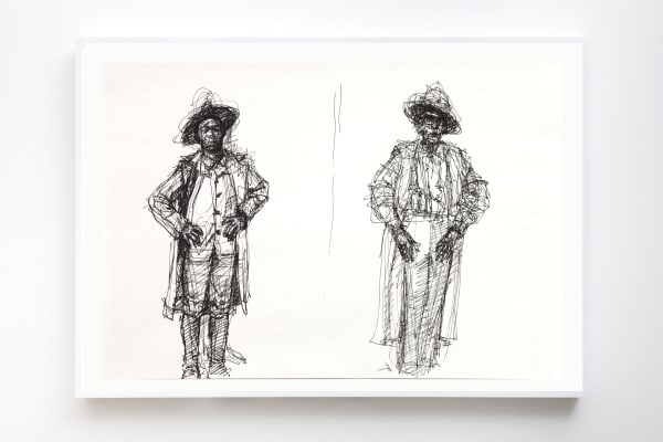 Sedrick Huckaby, A Dialogue with an Unknown People: Study for Two Men Standing, 2015