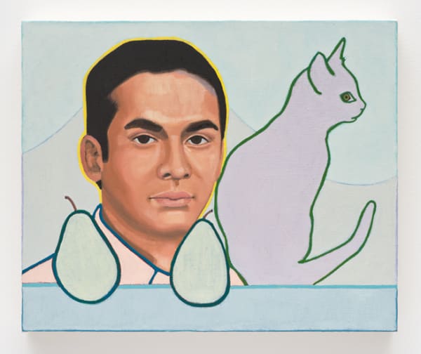 Holly Coulis, Man with Mauve Cat, 2015