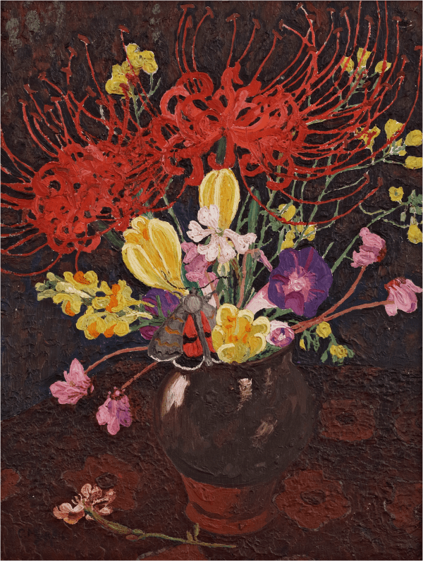 cedric morris, flower painting with underwing